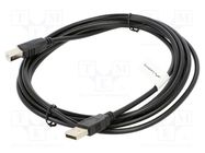 Cable; USB 2.0; USB A plug,USB B plug; gold-plated; 3m; black LANBERG