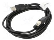 Cable; USB 2.0; USB A plug,USB B plug; gold-plated; 1.8m; black LANBERG