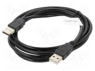 Cable; USB 2.0; USB A plug,both sides; nickel plated; 1.8m; black LANBERG