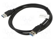 Cable; USB 3.0; USB A plug,both sides; nickel plated; 1m; black LANBERG