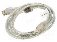 Cable; USB 2.0; USB A socket,USB A plug; gold-plated; 1.8m; Cu LANBERG