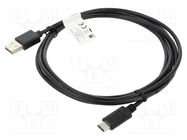 Cable; USB 2.0; USB A plug,USB C plug; gold-plated; 1.8m; black LANBERG