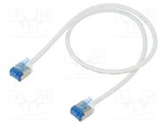 Patch cord; U/FTP; 6a; stranded; Cu; LSZH; white; 0.5m; 32AWG Goobay