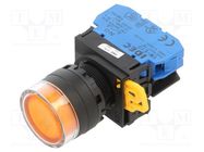 Switch: push-button; 22mm; Stabl.pos: 1; NO; orange; LED; IP65; YW IDEC