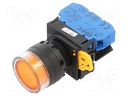 Switch: push-button; 22mm; Stabl.pos: 1; NO; orange; LED; IP65; YW IDEC