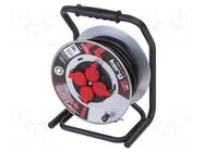 Extension lead; 3x2.5mm2; reel; Sockets: 4; rubber; black; 30m; 16A KERG
