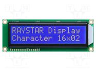 Display: LCD; alphanumeric; STN Negative; 16x2; blue; LED; PIN: 16 RAYSTAR OPTRONICS