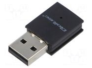 PC extension card: WiFi network; USB A plug; USB 2.0; black QOLTEC