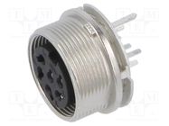 Connector: M16; socket; female; THT; PIN: 6; 5A; 150V; straight; IP40 BINDER