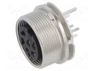 Connector: M16; socket; female; PIN: 6; 5A; 150V; THT; straight; IP40 BINDER