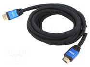 Cable; HDMI plug,both sides; textile; 3m; black; HDMI 2.0; 28AWG LANBERG