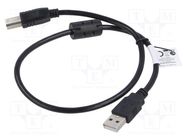 Cable; USB 2.0; USB A plug,USB B plug; gold-plated; 0.5m; black LANBERG