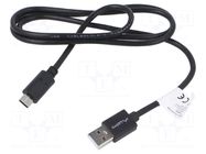 Cable; USB 2.0; USB A plug,USB C plug; nickel plated; 1m; black LANBERG