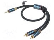 Cable; Jack 3.5mm 3pin plug,RCA plug x2; 1m; black; textile VENTION