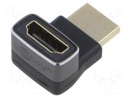 Adapter; HDMI socket,HDMI plug 90° up/down; HDCP 2.2; silver Goobay