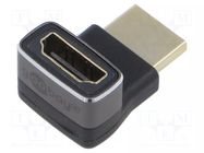 Adapter; HDMI socket,HDMI plug 90° up/down; HDCP 2.2; aluminium GOOBAY