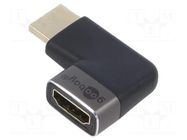 Adapter; HDMI socket,HDMI plug 90° left/right; HDCP 2.2; silver Goobay