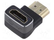 Adapter; HDMI socket,HDMI plug 270° up/down; HDCP 2.2; silver Goobay