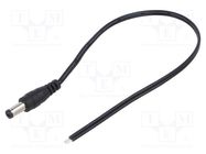 Cable; 2x0.5mm2; DC 5,5/2,1 plug; straight; black-gray,black POS