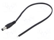 Cable; 2x0.5mm2; DC 5,5/2,1 plug; straight; black-grey,black POS