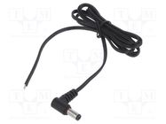 Cable; 2x0.5mm2; DC 5,5/2,5 plug; angled; black-gray,black; 1m POS