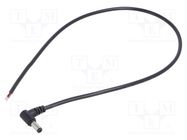 Cable; 2x0.5mm2; DC 5,5/2,1 plug; angled; black; 0.5m; -20÷80°C POS