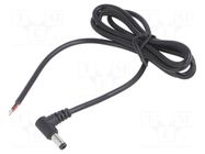 Cable; 2x0.5mm2; DC 5,5/2,1 plug; angled; black; 1m; -20÷80°C POS