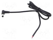 Cable; 2x0.5mm2; DC 5,5/2,1 plug; angled; black; 1.5m; -20÷80°C POS