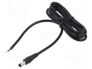 Cable; 2x0.5mm2; DC 5,5/2,1 plug; straight; black; 1.5m; -20÷80°C POS