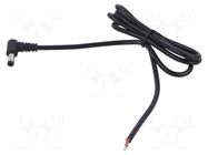 Cable; 2x0.5mm2; DC 5,5/2,5 plug; angled; black; 1m; -20÷80°C POS