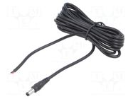 Cable; 2x0.5mm2; DC 5,5/2,5 plug; straight; black; 3m; -20÷80°C POS