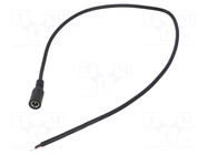Cable; 2x0.5mm2; wires,DC 5,5/2,1 socket; straight; black; 0.5m POS