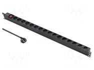 Plug socket strip: protective; Sockets: 16; 250VAC; 16A; black QOLTEC