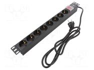 Plug socket strip: protective; Sockets: 8; 250VAC; 16A; black QOLTEC
