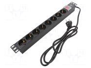 Plug socket strip: protective; Sockets: 8; 250VAC; 16A; black QOLTEC