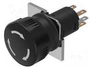 Switch: push-button; 16mm; Stabl.pos: 2; NC + NO; black; none; IP65 EAO