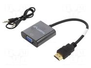 Adapter; HDMI plug,Jack 3.5mm socket,VGA female; 0.2m; HDMI 1.4 LANBERG