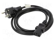 Cable; CEE 7/7 (E/F) plug,IEC C13 female; PVC; Len: 1.8m; black LANBERG