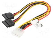 Cable: mains SATA; Molex male,SATA 15pin female x2; 0.3m LANBERG