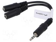 Cable; Jack 3.5mm 3pin socket x2,Jack 3.5mm 3pin plug; 0.1m LANBERG