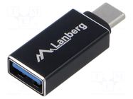 Adapter; OTG,USB 3.1; USB A socket,USB C plug; nickel plated LANBERG
