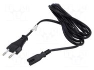 Cable; CEE 7/16 (C) plug,IEC C7 female; PVC; Len: 1.8m; black LANBERG