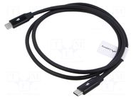 Cable; USB 2.0; USB C plug,both sides; gold-plated; 1m; black; PVC LANBERG