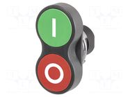 Switch: double; 22mm; Stabl.pos: 1; green/red; none; IP65; flat; 46 EAO