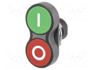 Switch: double; 22mm; Stabl.pos: 1; green/red; IP65; flat; 46; Pos: 2 EAO