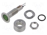 Indicator: LED; flat; green; 24÷28VDC; Ø6.1mm; IP67 MARL