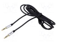 Cable; Jack 3.5mm 3pin plug,both sides; 1.5m; black; textile BASEUS