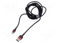 Cable; High Speed,USB 2.0; USB A plug,USB C plug; 3m; black; 2A BASEUS