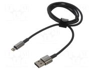 Cable; High Speed,USB 2.0; Apple Lightning plug,USB A plug; 1m BASEUS