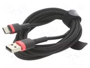Cable; High Speed,USB 2.0; USB A plug,USB C plug; 2m; black; 2A BASEUS